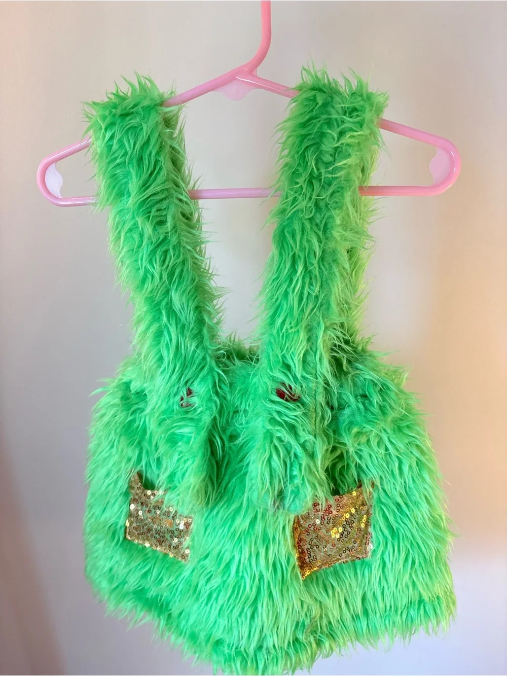“The Grinch” Green Fuzzy Baby Jumper Dress Size 80 (12-18 months)